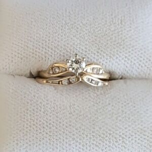 Vintage Gold Wedding Ring Set approx. 1/4 Carat Diamond